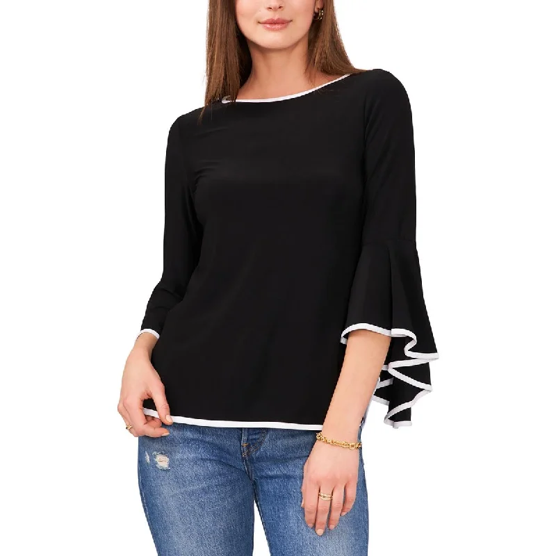 Sam & Jess Womens Contrast Trim Bell Sleeve Blouse Puff Sleeve Blouse