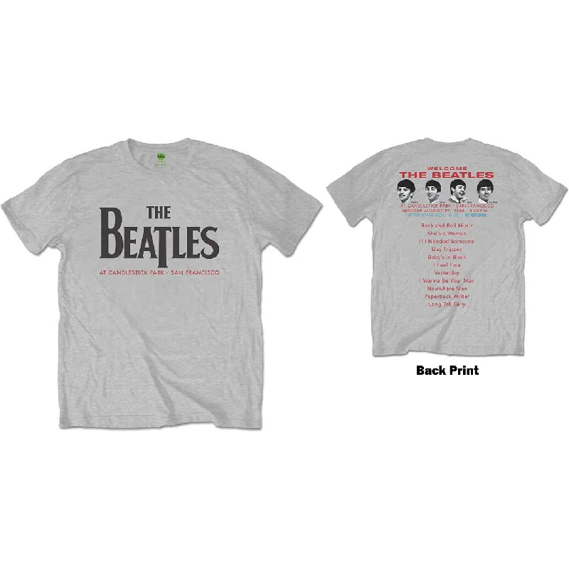 The Beatles | Official Band T-Shirt | Candlestick Park (Back Print) Collared Crew Neck Turtle Neck