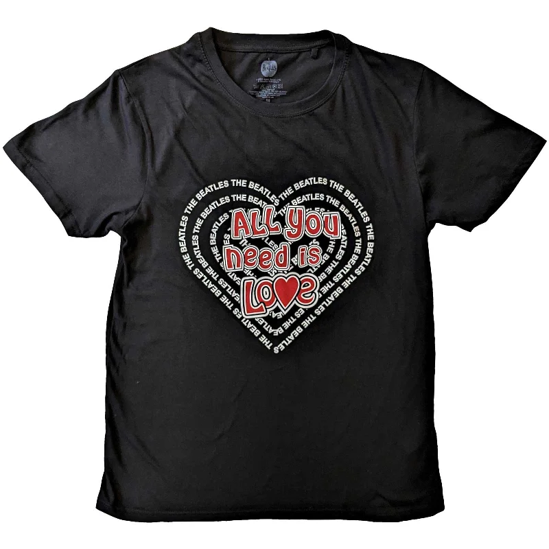 The Beatles | Official Band T-Shirt | All You Need Is Love Heart Zippered Front Buttoned Front Snap Front