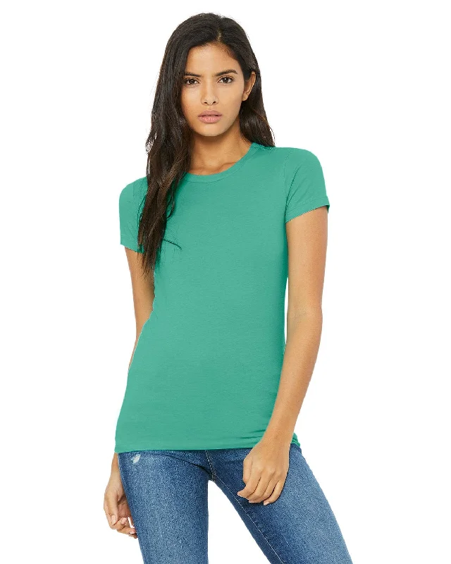 Bella+Canvas Ladies Favorite T-Shirt | Teal Beaded Sequined Faux Fur