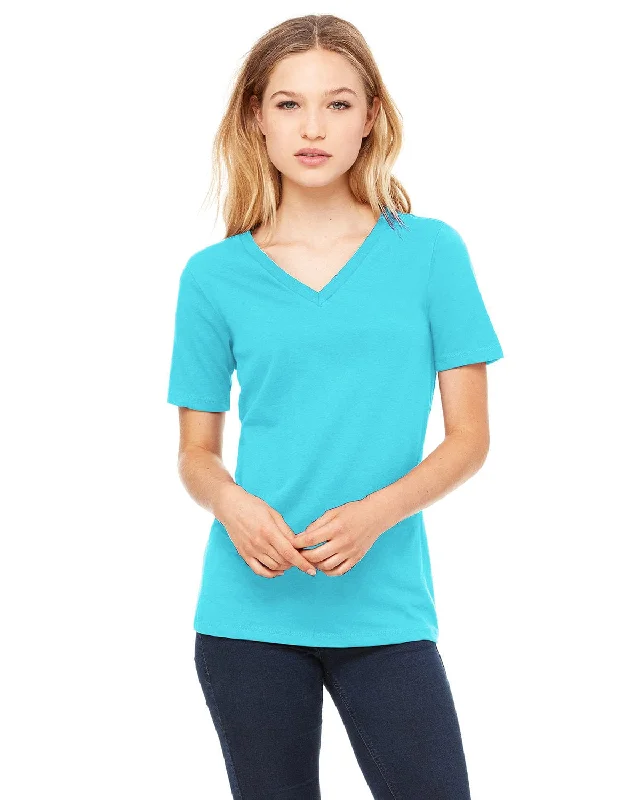 Bella+Canvas Ladies Missy V-Neck T-Shirt | Turquoise Fitted T-Shirt Seamless Stretchy