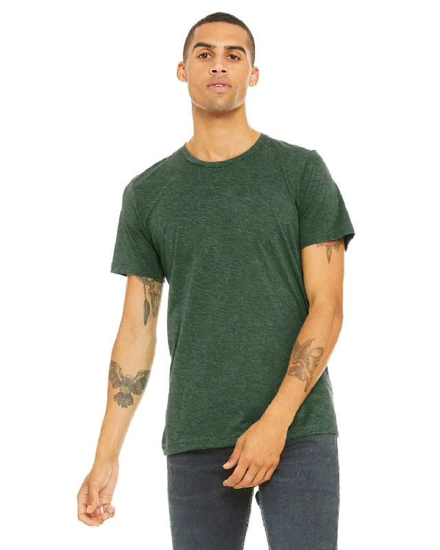 Bella+Canvas Triblend T-Shirt | Grass Grn Trblnd Zippered Front Buttoned Front Snap Front