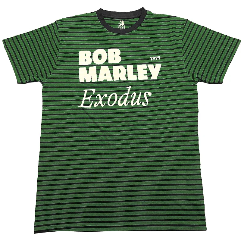 Bob Marley | Official Band T-Shirt | Exodus (Striped) Solid Print Embellished