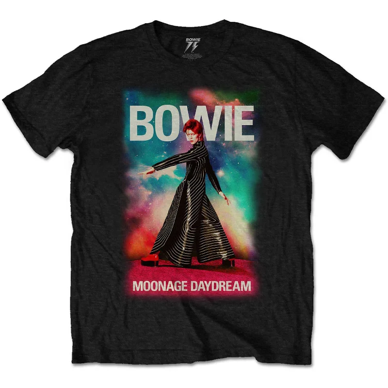 David Bowie | Official Band T-Shirt | Moonage 11 Fade Zippered Front Buttoned Front Snap Front