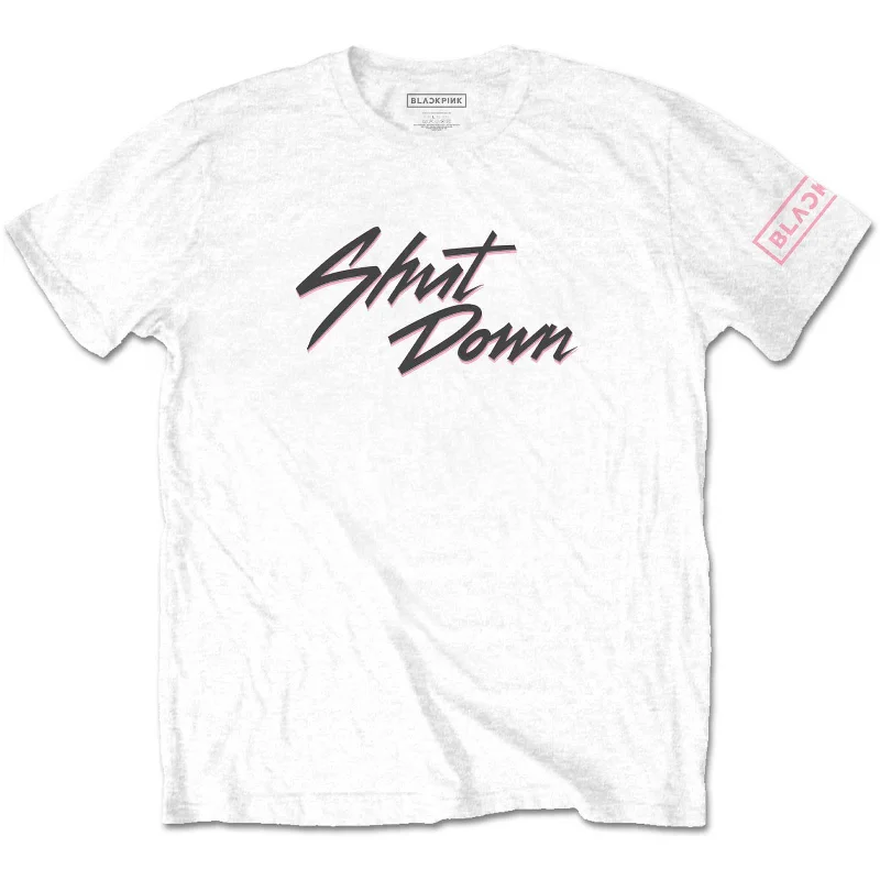 BlackPink | Official Band T-Shirt | Shut Down (Sleeve Print) Boxy Fit Fitted Loose