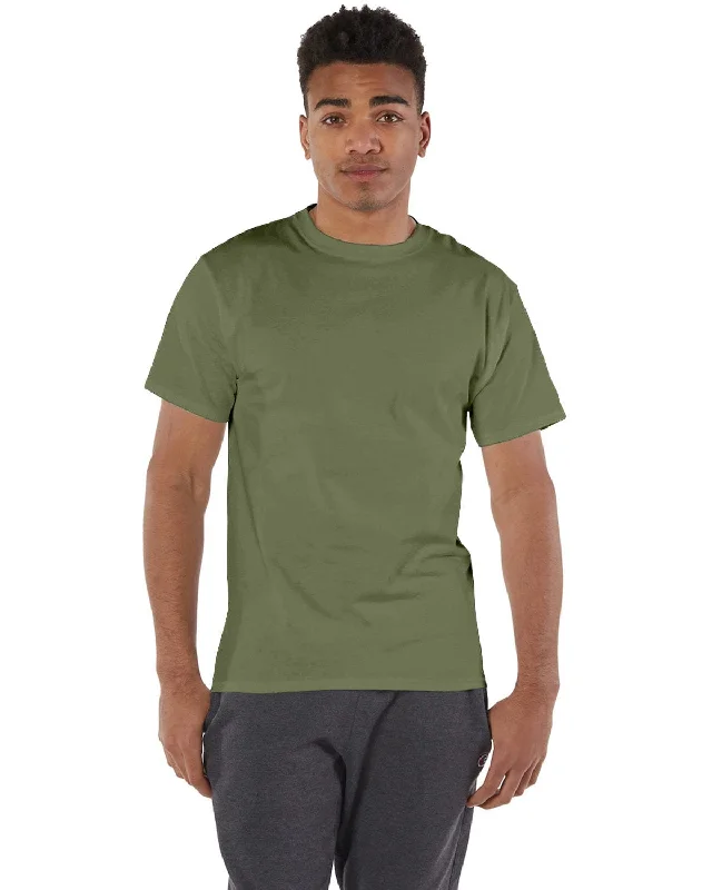 Champion Cotton T-Shirt | Fresh Olive Hooded Caped Shawl Collar