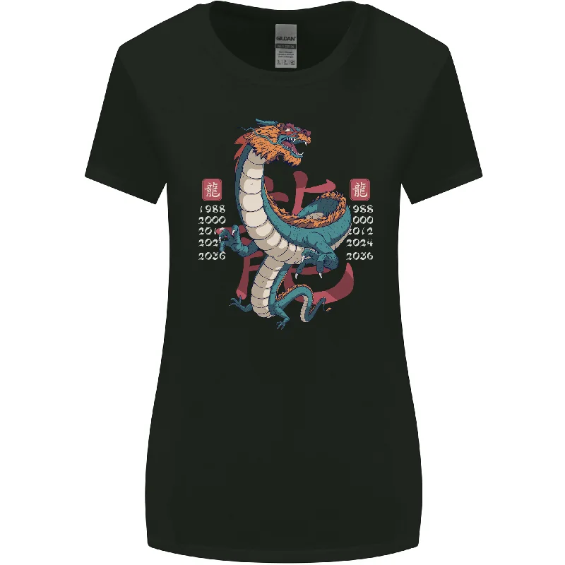 Chinese Zodiac Shengxiao Year of the Dragon Womens Wider Cut T-Shirt Fashionable Trendy Casual