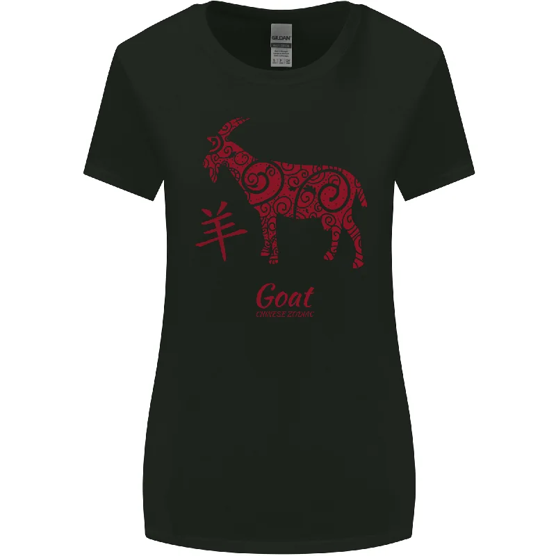 Chinese Zodiac Shengxiao Year of the Goat Womens Wider Cut T-Shirt Nylon Fabric Polyester Fabric Spandex Fabric