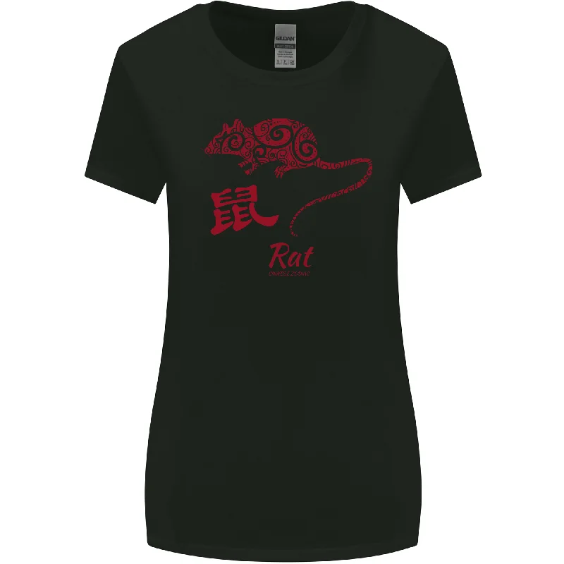 Chinese Zodiac Shengxiao Year of the Rat Womens Wider Cut T-Shirt Elegant Classic Vintage