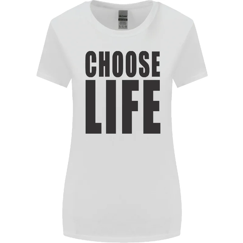 Choose Life Fancy Dress Outfit Costume Womens Wider Cut T-Shirt Polka Dot Checkered Tartan