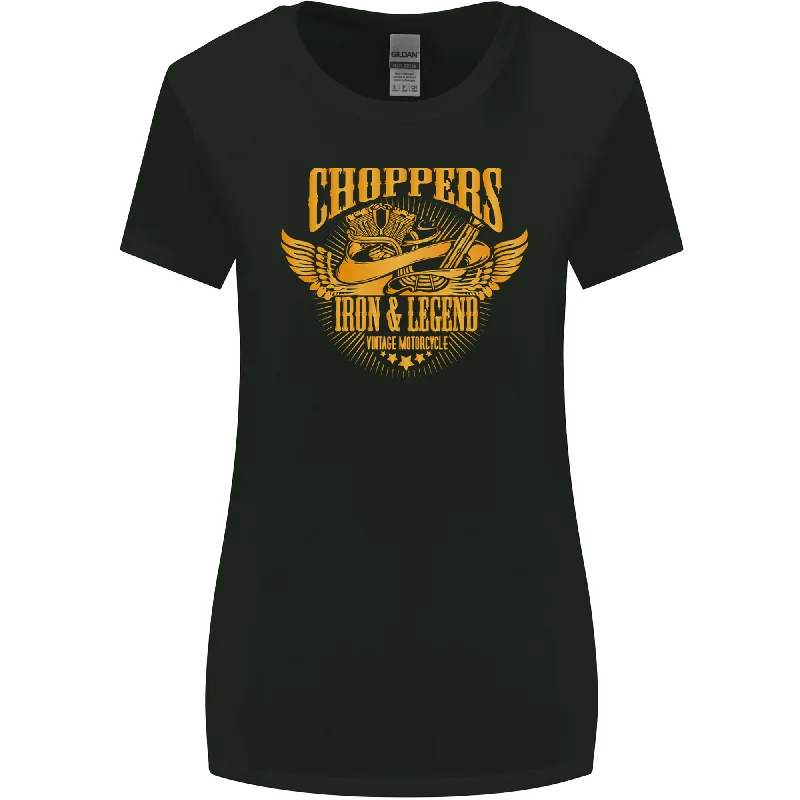 Choppers Legend Motorcycle Motorbike Biker Womens Wider Cut T-Shirt Welt Pockets Slit Pockets