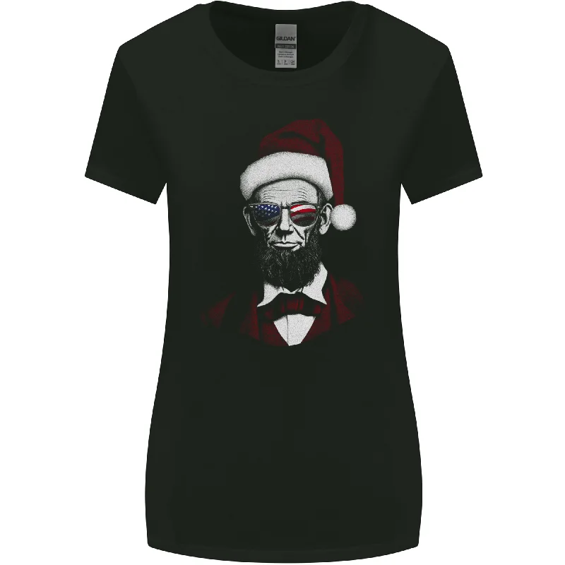 Christmas Abraham Lincoln President Womens Wider Cut T-Shirt Satin Fabric Silk Fabric Chiffon Fabric