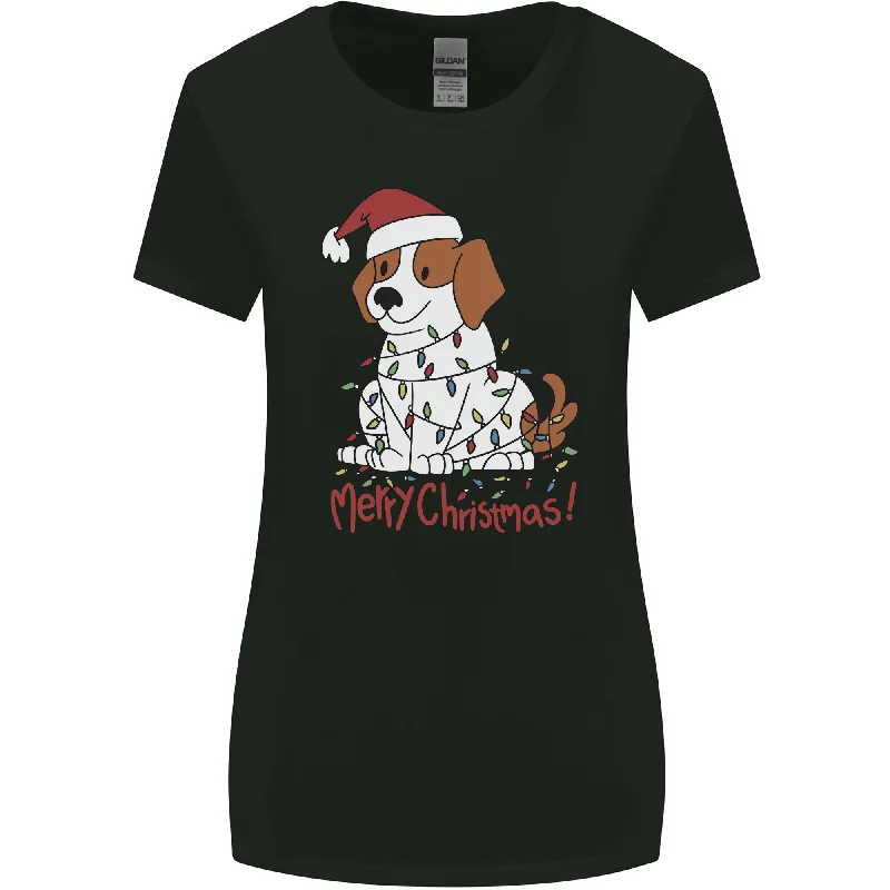 Christmas Beagle Funny Dog Xmas Womens Wider Cut T-Shirt Lace Blend Ribbed Blend Corduroy Blend