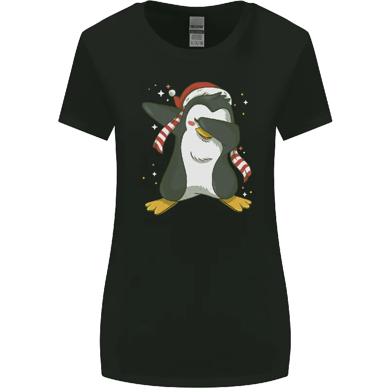 Christmas Dabbing Penguin Funny Xmas Womens Wider Cut T-Shirt Faux Fur Fabric Real Fur Fabric Shearling Fabric