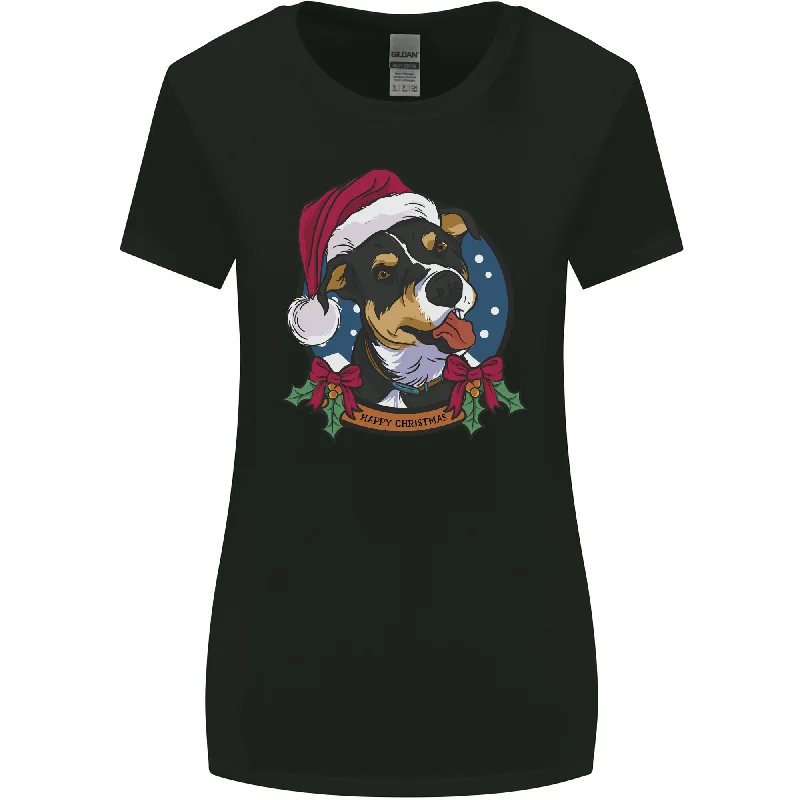 Christmas Doberman Dog Xmas Womens Wider Cut T-Shirt Fleece Nylon Spandex