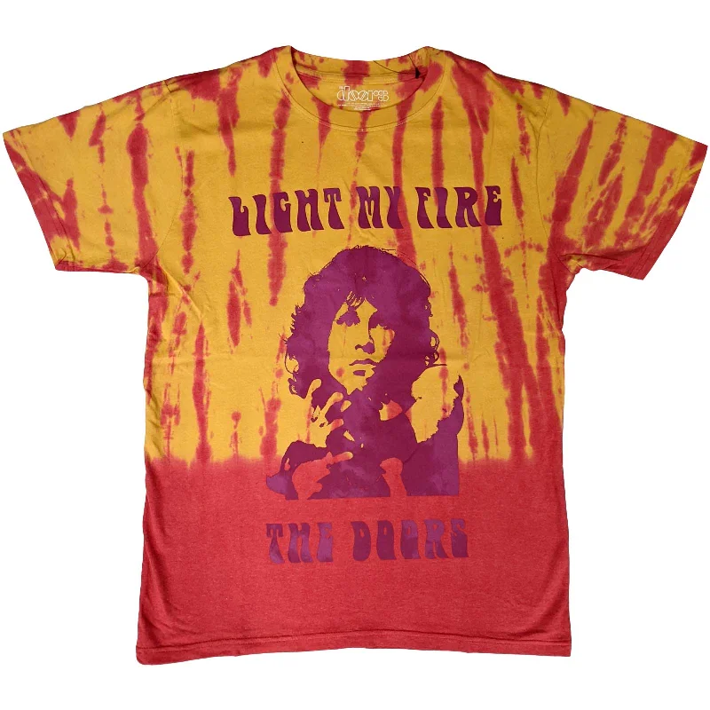 The Doors | Official Band T-Shirt | Light My Fire (Wash Collection) Solid Color Striped Floral