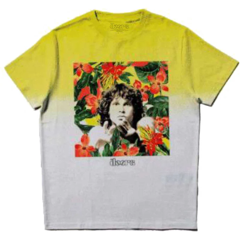 The Doors | Official Band T-Shirt | Floral Square (Wash Collection) Fitted T-Shirt Seamless Stretchy