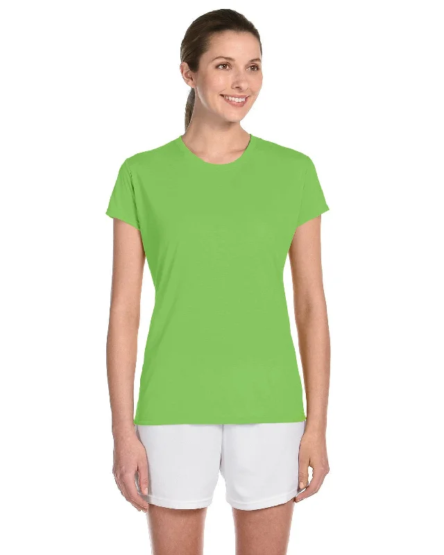 Gildan Ladies 4.5 oz. Performance T-Shirt | Lime Mesh Blend Leather Blend Suede Blend