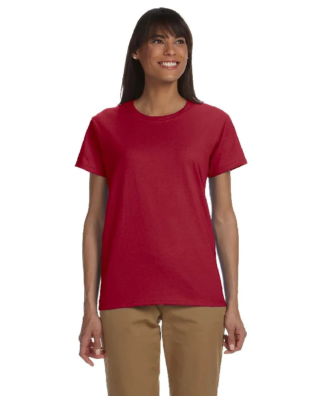 Gildan Ladies Ultra Cotton Heavyweight T-Shirt | Cardinal Red Front Pockets Side Pockets Patch Pockets