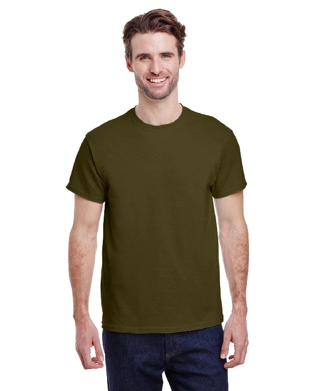 Gildan Ultra Cotton Heavyweight T-Shirt | Olive Plaid T-Shirt Polka Dot Checkered