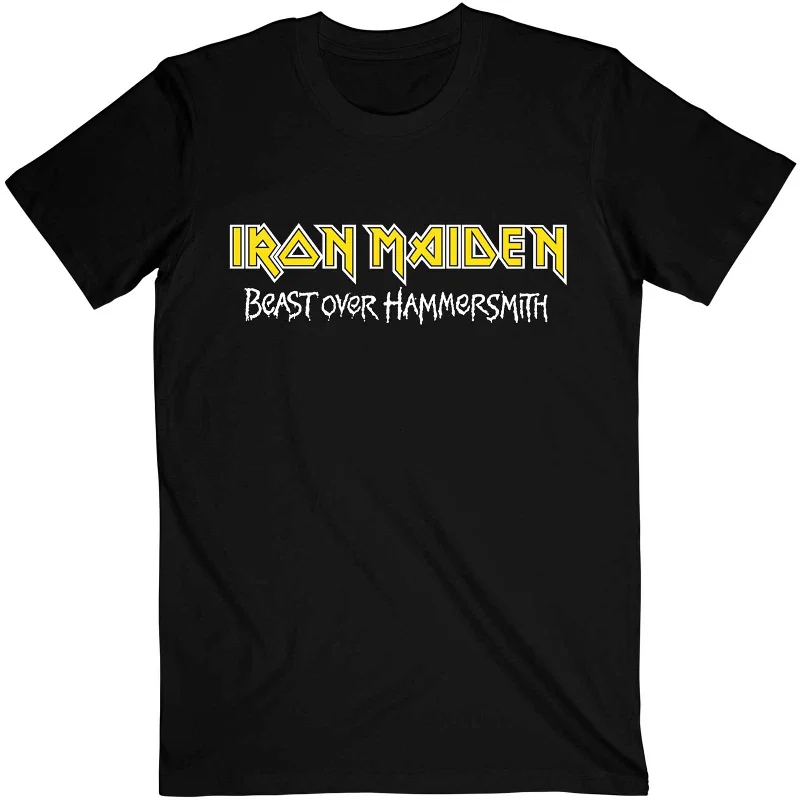 Iron Maiden | Official Band T-Shirt | Beast Over Hammersmith Eddie & Devil (Back Print) Hooded Caped Shawl Collar