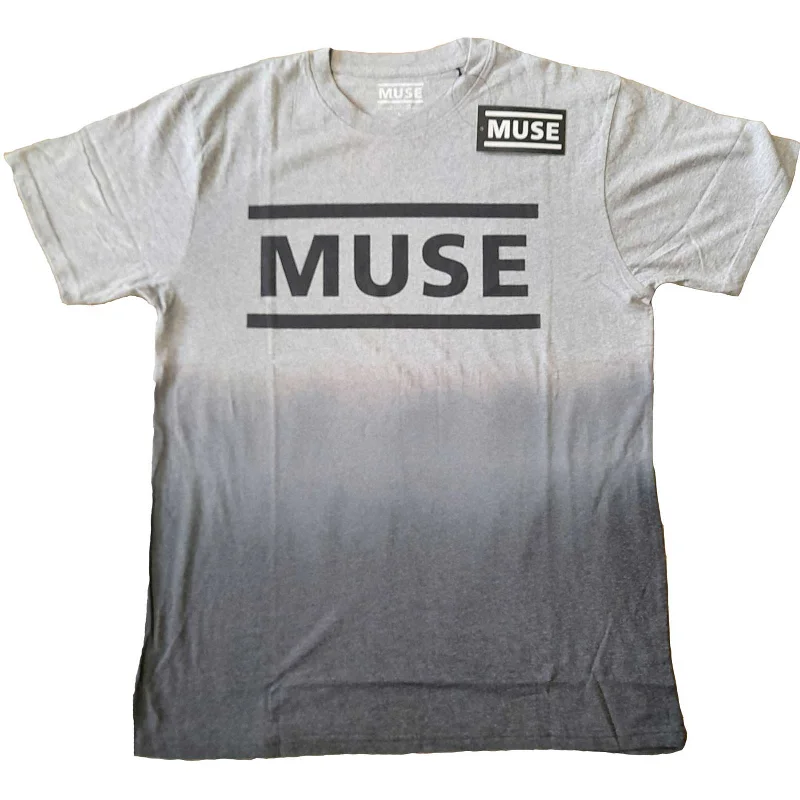 Muse | Official Band T-Shirt | Logo (Wash Collection) Ribbed Striped Patterned