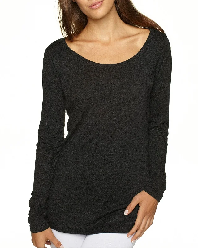 Next Level Ladies Triblend Long Sleeve Scoop Tee | Vintage Black Fashionable Trendy Casual