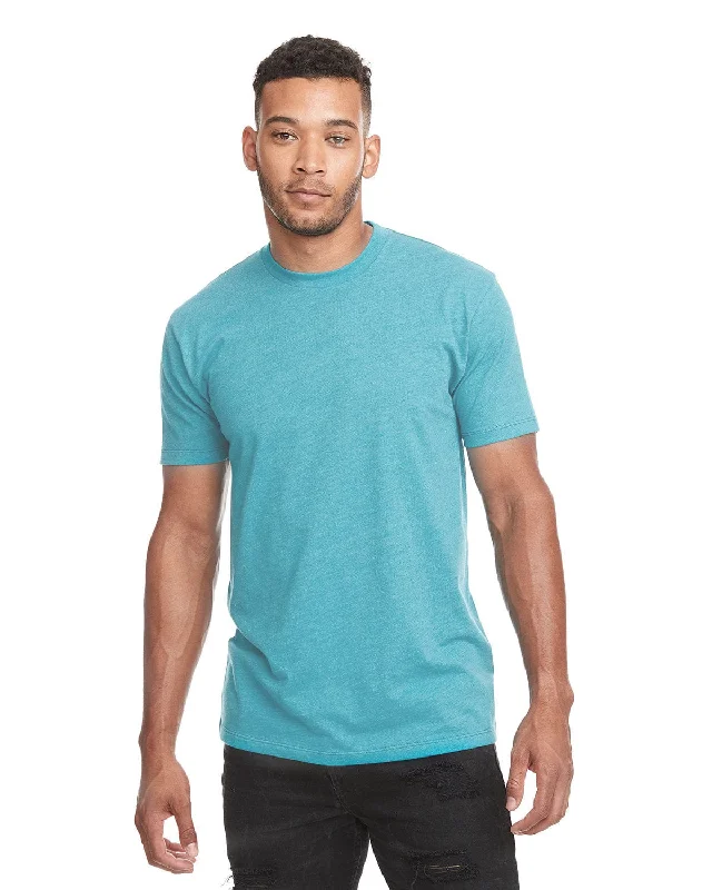 Next Level Mens CVC Crewneck Tee | Hthr Colum Blue Plaid T-Shirt Polka Dot Checkered