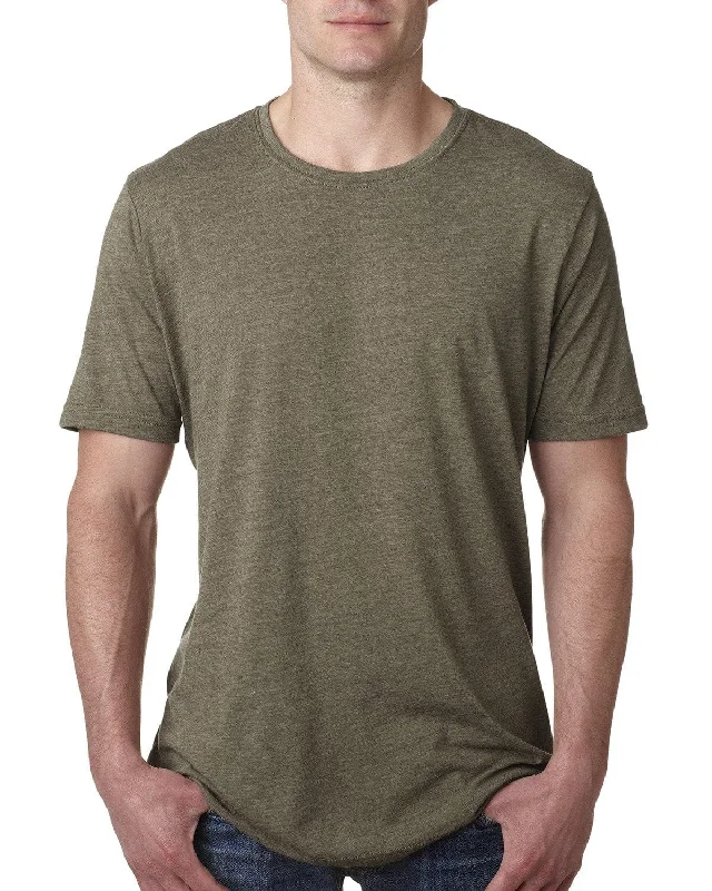 Next Level Mens Poly/Cotton Short Sleeve Crew T-Shirt | Sage Zippered Buttoned Snapped