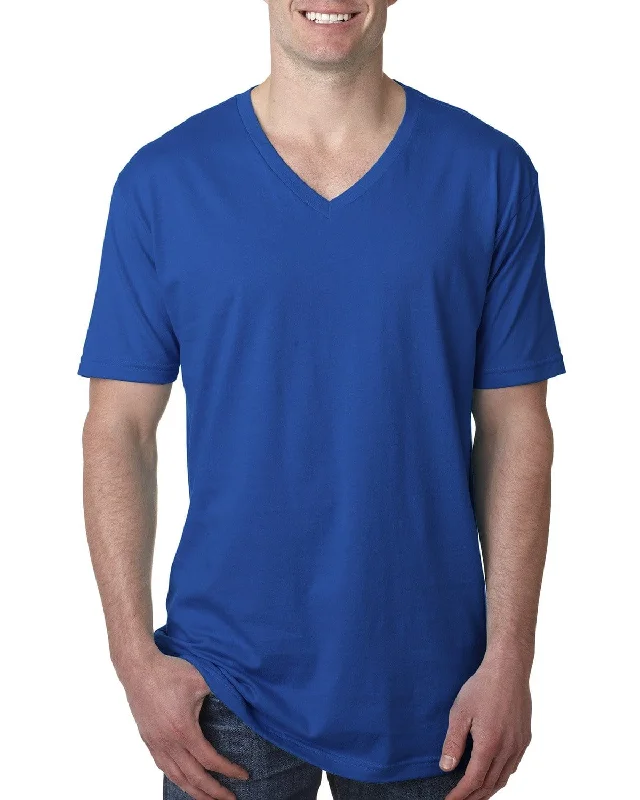 Next Level Mens Short Sleeve V-Neck Tee | Royal Chenille Brocade Lace