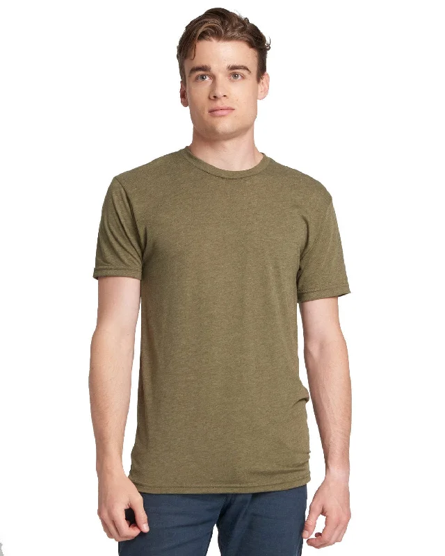 Next Level Mens Triblend Crew Tee | Military Green Casual Formal Business