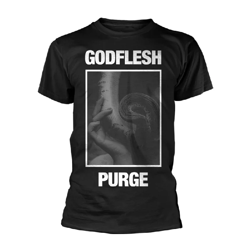 Godflesh | Official Band T-Shirt | Purge (Black) Hooded Caped Shawl Collar