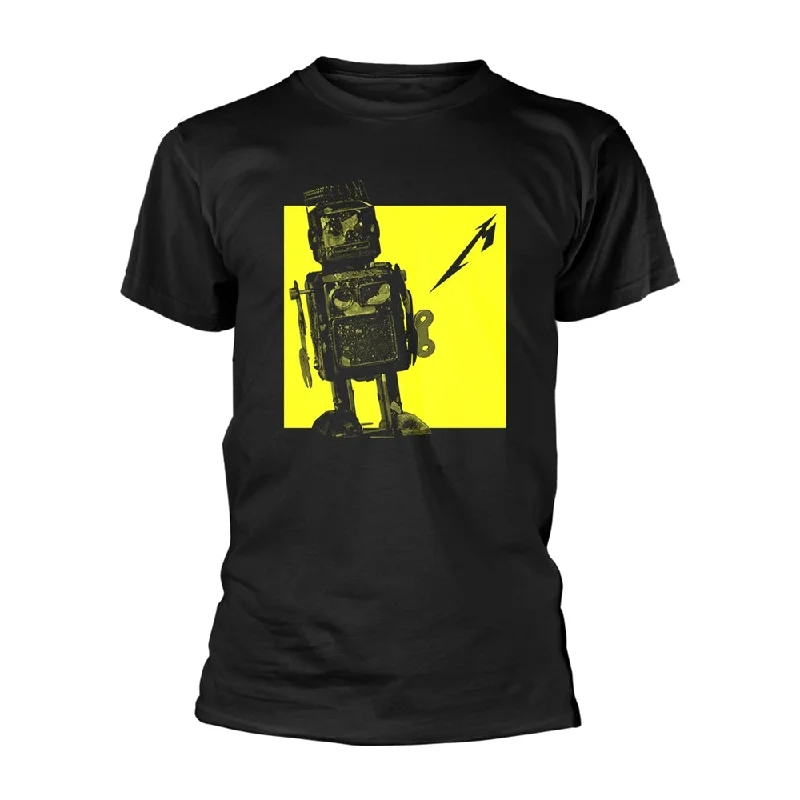 Metallica | Official Band T-Shirt | Burnt Robot (Back Print) Mesh Fabric Canvas Fabric Denim Fabric