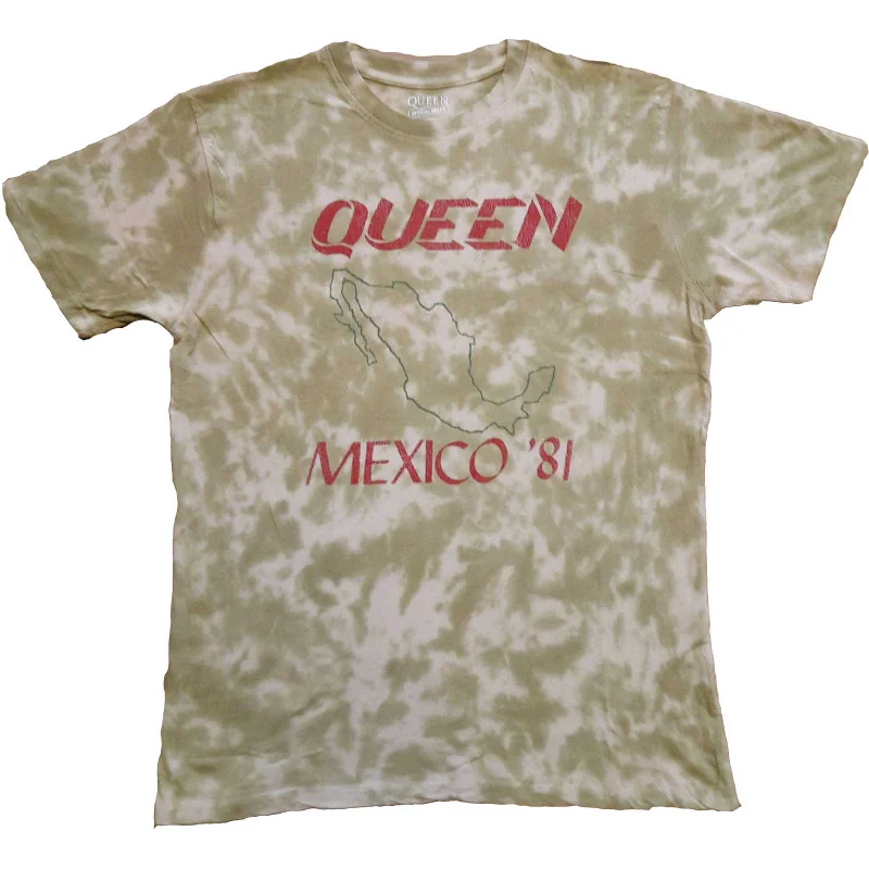 Queen | Official Band T-Shirt | Mexico '81 (Wash Collection) Notch Collar Peter Pan Collar Cowl Neck