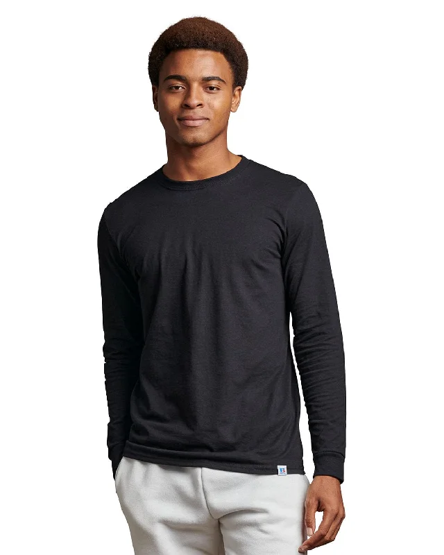 Russell Athletic Unisex Essential Performance Long-Sleeve T-Shirt | Black Fleece Nylon Spandex