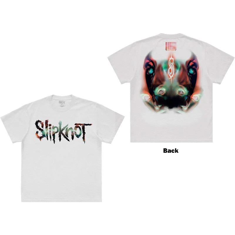 Slipknot | Official Band T-Shirt | Adderall Faceback (Back Print) Denim Fabric Leather Fabric Suede Fabric