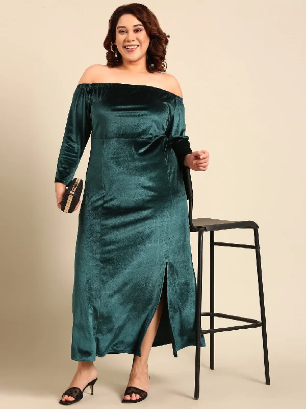 Emerald Maxi Dress Elegant Maxi Dress with Drapes