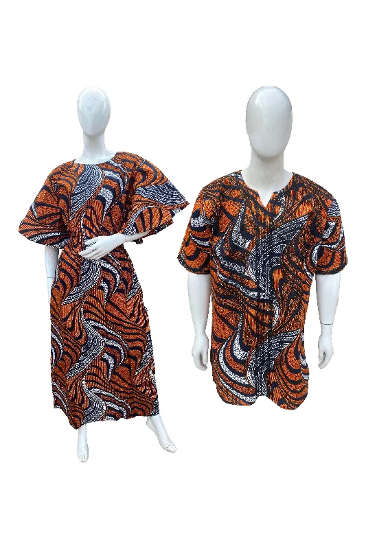 Long Maxi Dress Bell Sleeves & African Embroidered Dashiki Shirt Trendy Ruffled Maxi Dress