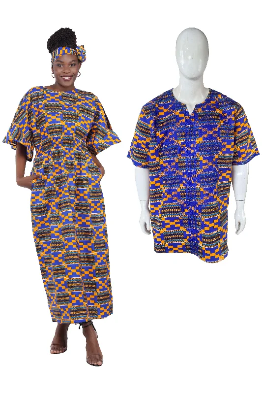 Long Maxi Dress Bell Sleeves & African Embroidered Dashiki Shirt Cozy Ribbed Maxi Dress