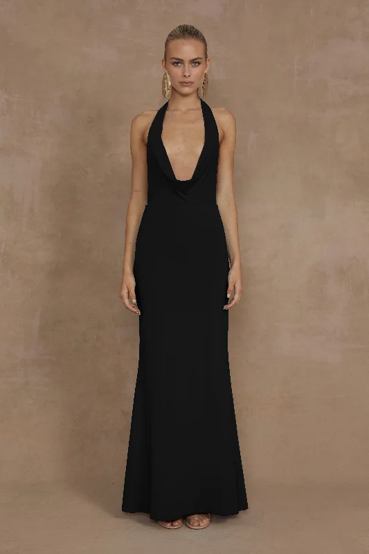 LORITA MAXI DRESS - BLACK Fashionable High-Waist Maxi Dress