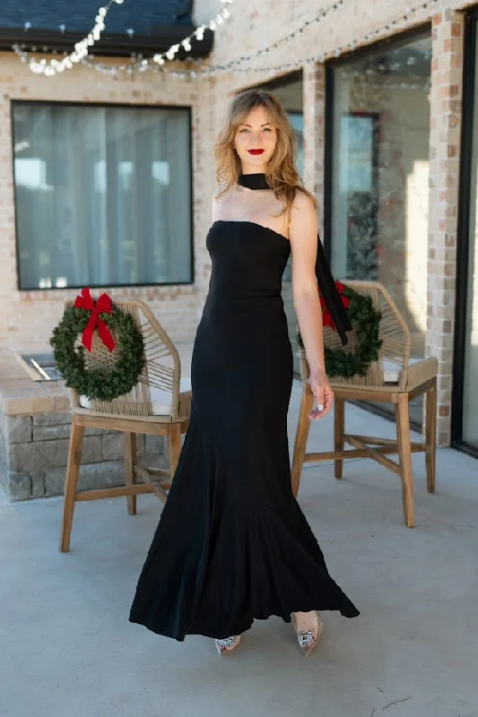 Marley Tube Maxi Dress - Black Trendy Fit-and-Flare Maxi Dress