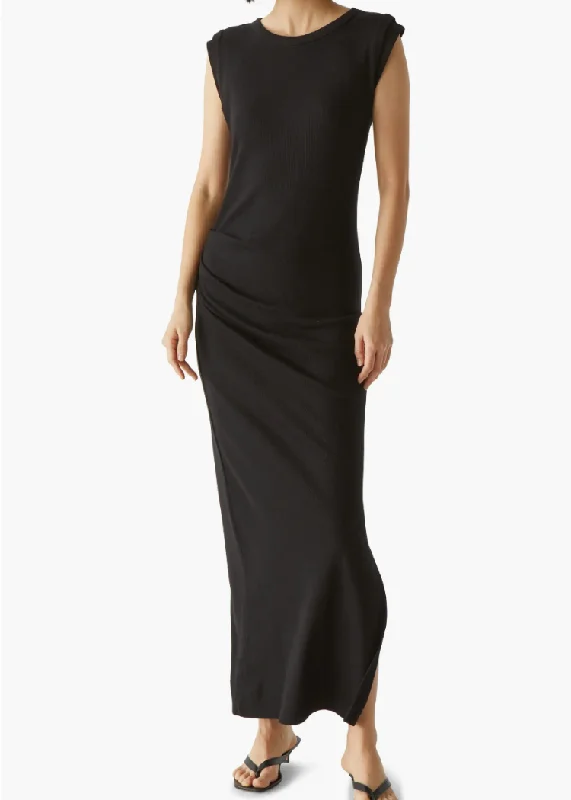 Michael Stars Calliope Extended Sleeve Maxi Dress-BLACK Trendy Satin Maxi Dress