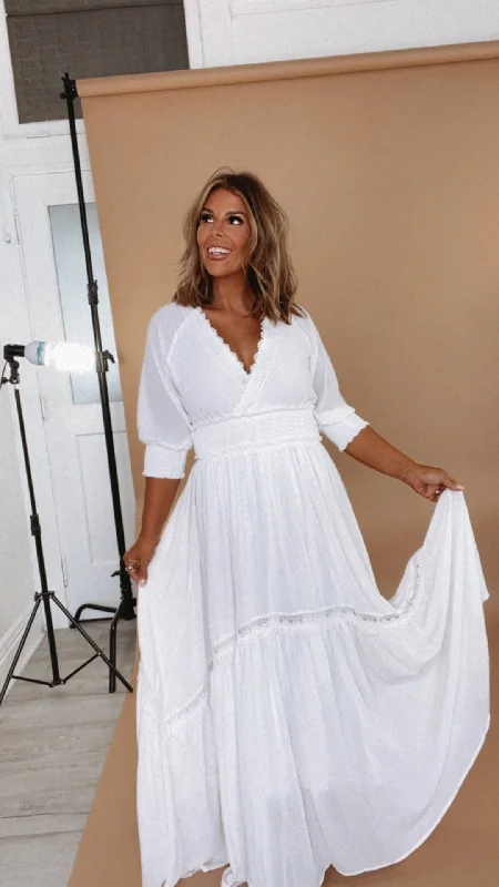 ECB Exclusive: Most Admired Maxi Dress , White Fashionable Button-Down Maxi Dress