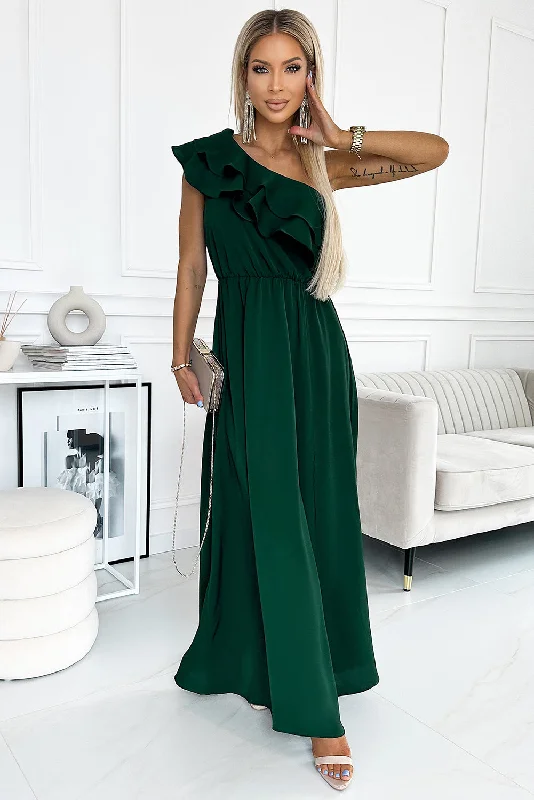 One-Shoulder Ruffled Maxi Dress Cozy Ribbed Maxi Dress