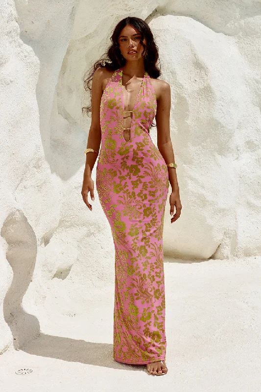 PAMALO MAXI DRESS - PINK Elegant Lace Maxi Dress