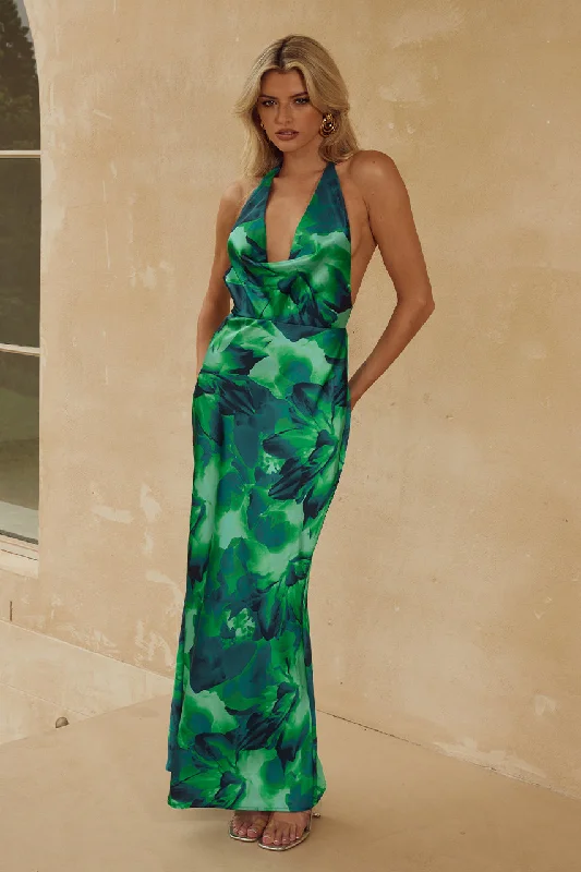 POSEY MAXI DRESS - CALISTA GREEN Fashionable Maxi Dress with Fringe