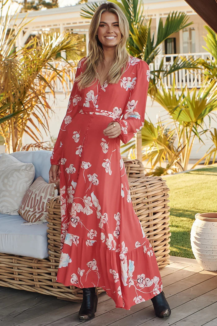 Priscilla Print Pippie Maxi Dress Comfortable Fit-and-Flare Maxi Dress