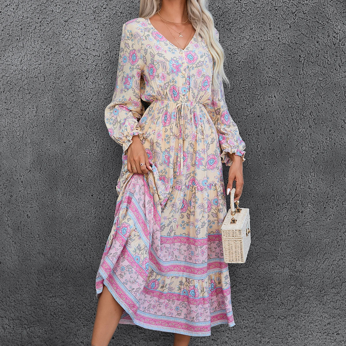 Ulani Boho Maxi Dress Cozy Ribbed Maxi Dress