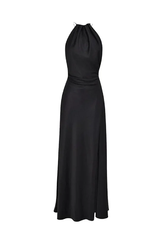 Zanab Black Thigh Slit Maxi Dress by House of CB Trendy Maxi Dress with Belt