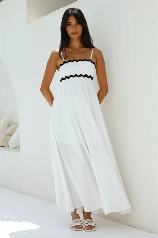 Blowing Away Maxi Dress White Cozy Maxi Dress with Slit